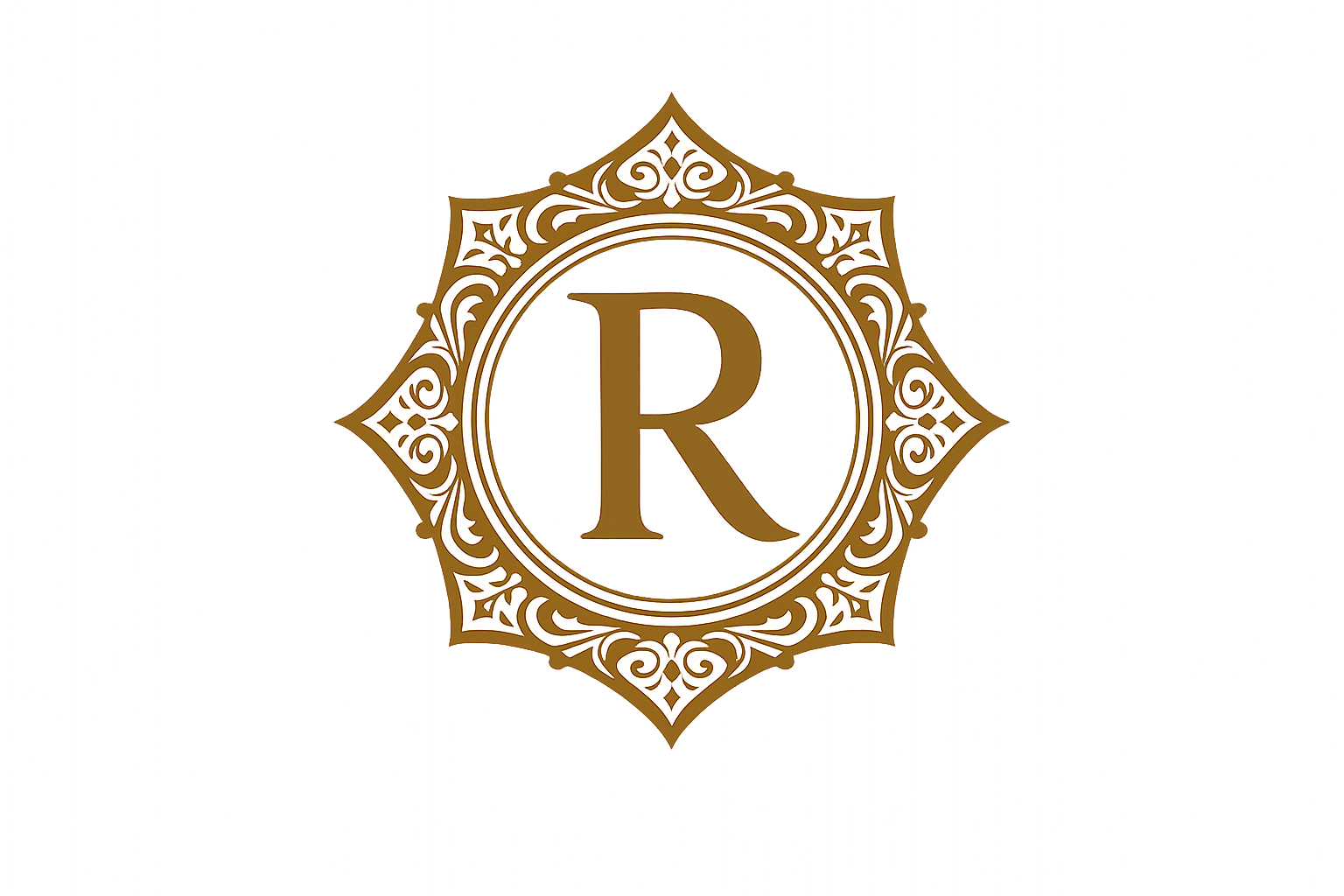 ornate gold r logo design